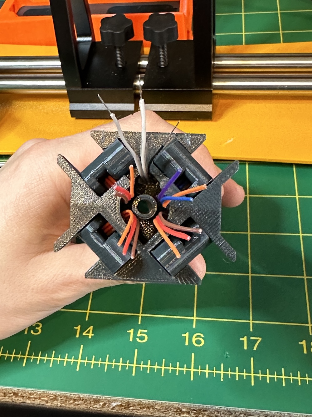 The joint of the light rods before connecting the wires.