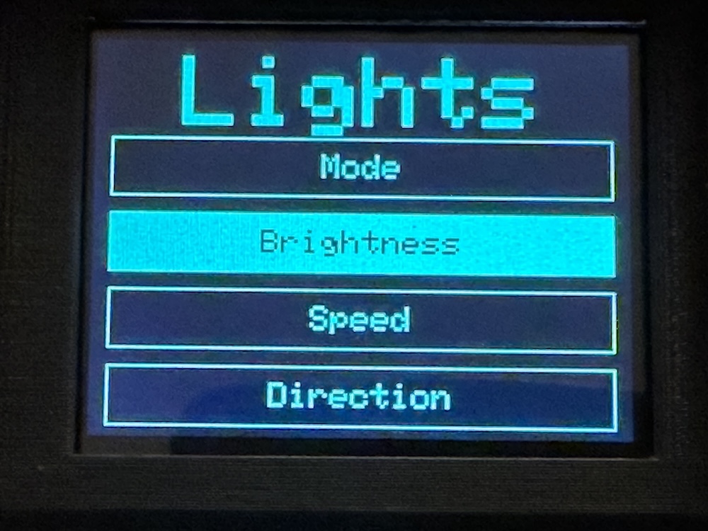 Lights settings screen