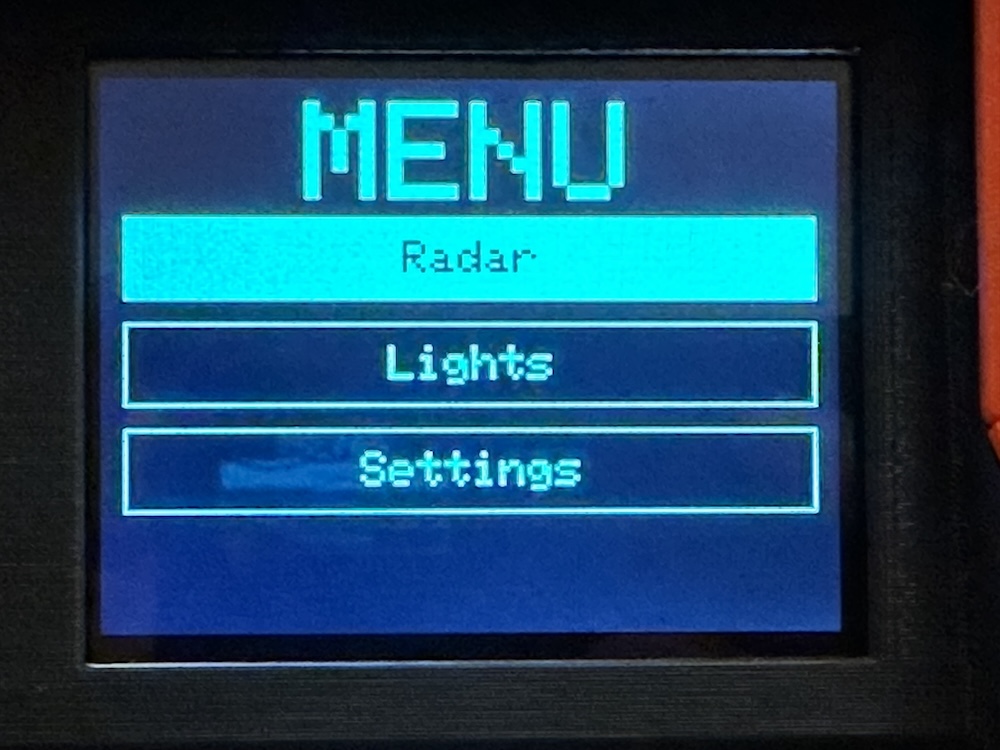 Main menu screen