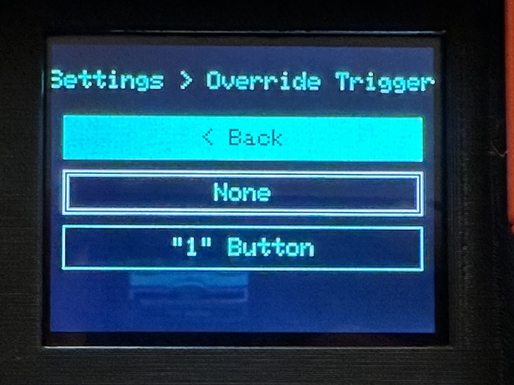 Settings for a software override for the trigger.