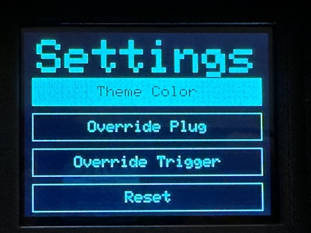 Settings screen